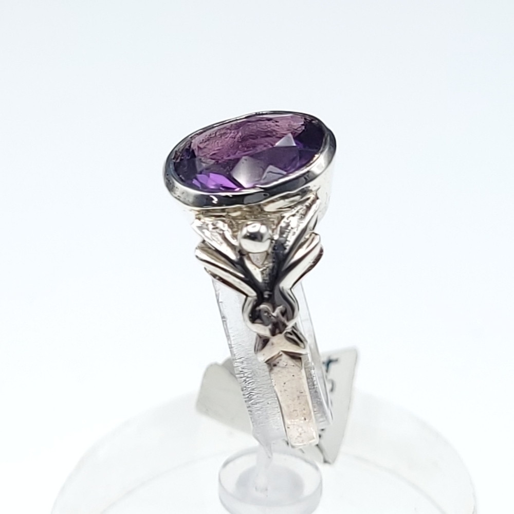 925 Sterling Silver 𝅺Amethyst Ring with Angel/ Fairy sides